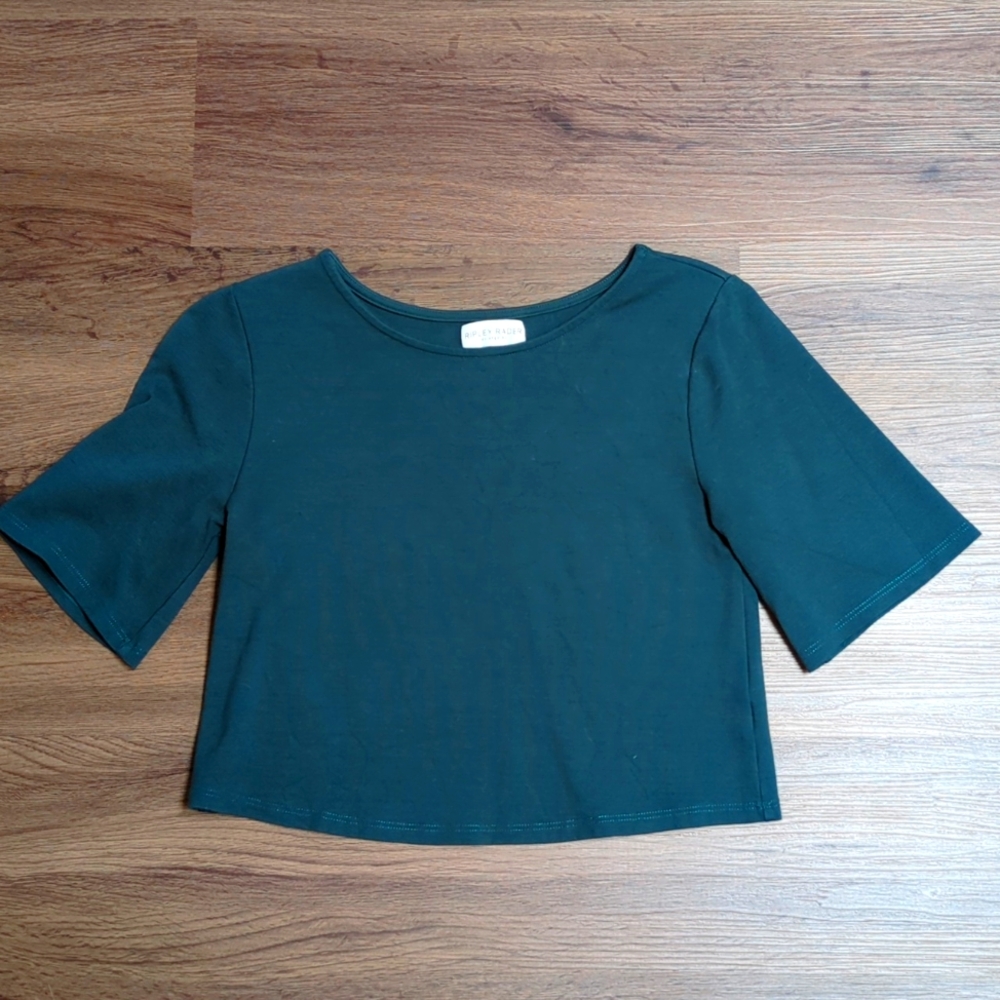 Ripley Rader Ponte Knit Short Sleeve Crop Top Size 2/Small Green